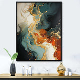 White blue and orange stone storm IV - Abstract Canvas Wall Art