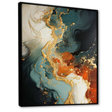 White blue and orange stone storm IV - Abstract Canvas Wall Art