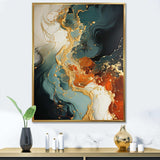 White blue and orange stone storm IV - Abstract Canvas Wall Art