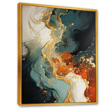 White blue and orange stone storm IV - Abstract Canvas Wall Art