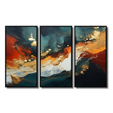 Blue and golden marble storm III - Canvas Wall Art Sets