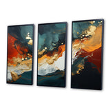 Blue and golden marble storm III - Canvas Wall Art Sets