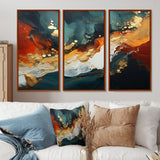 Blue and golden marble storm III - Canvas Wall Art Sets