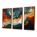 Blue and golden marble storm III - Canvas Wall Art Sets