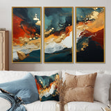 Blue and golden marble storm III - Canvas Wall Art Sets
