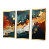 Blue and golden marble storm III - Canvas Wall Art Sets