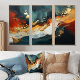 Blue and golden marble storm III - Canvas Wall Art Sets