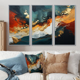 Blue and golden marble storm III - Canvas Wall Art Sets