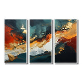 Blue and golden marble storm III - Canvas Wall Art Sets