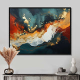 Blue and golden marble storm III - Abstract Canvas Wall Art