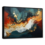 Blue and golden marble storm III - Abstract Canvas Wall Art