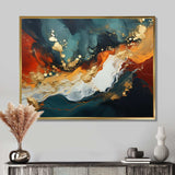 Blue and golden marble storm III - Abstract Canvas Wall Art