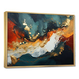 Blue and golden marble storm III - Abstract Canvas Wall Art