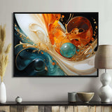 Orange and emerald marble lava I - Abstract Canvas Wall Art