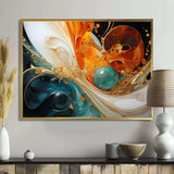 Orange and emerald marble lava I - Abstract Canvas Wall Art