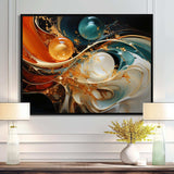 Orange and gold planet waves I - Abstract Canvas Wall Art