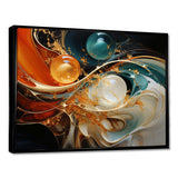 Orange and gold planet waves I - Abstract Canvas Wall Art