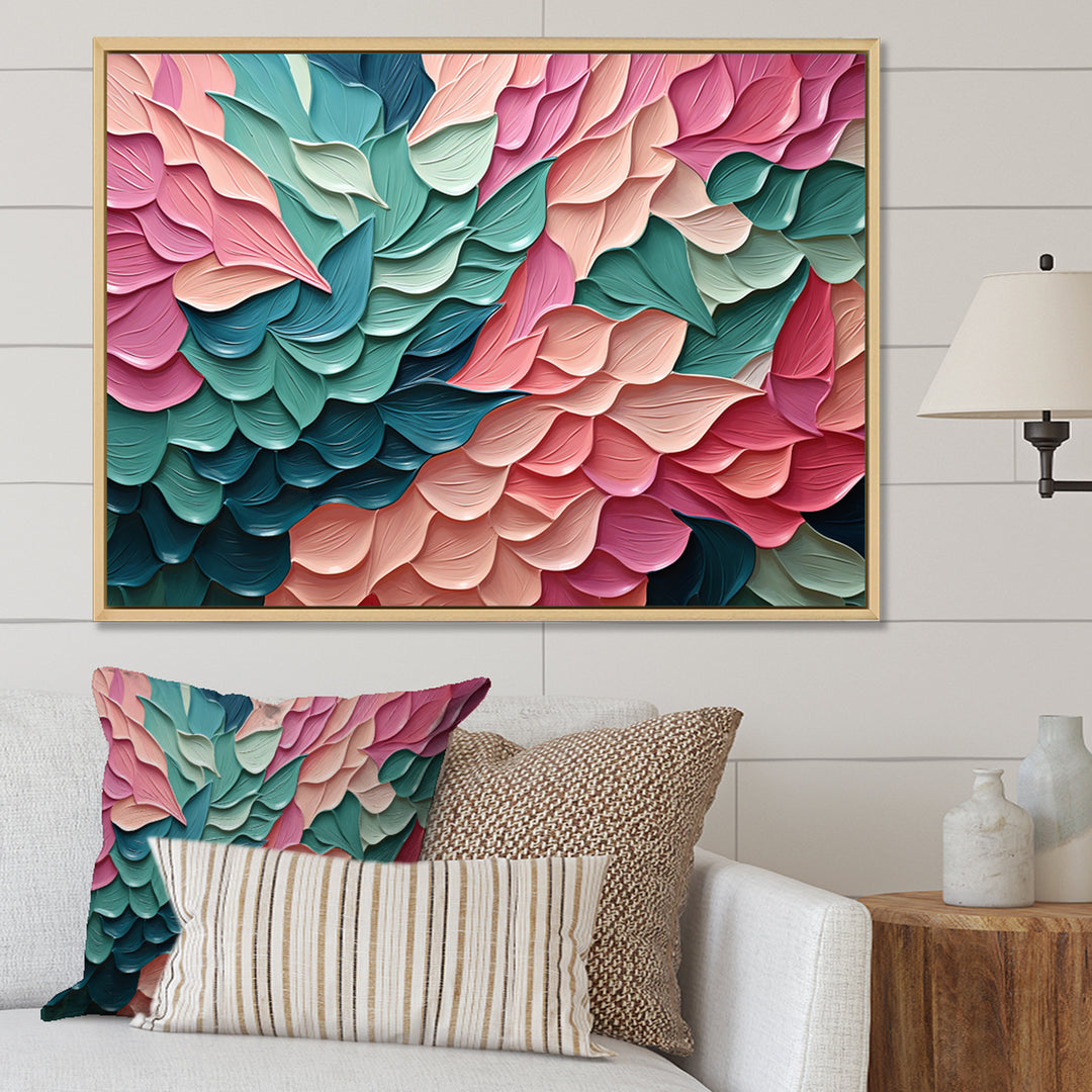 Pink and Green Florals in motion - Bat Wall Art Prints
