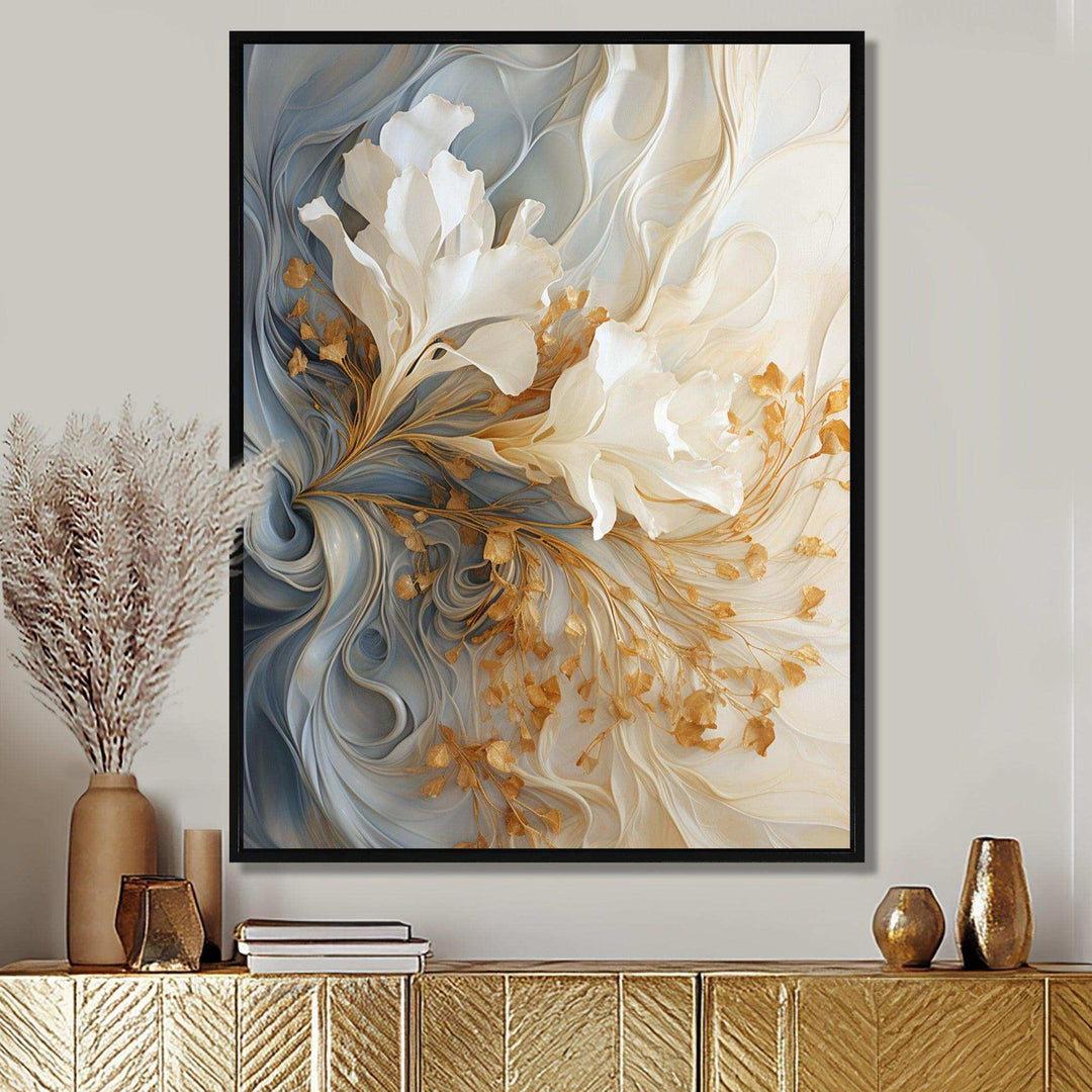 White and gold champagne flow V - Food &amp; Beverage Canvas Wall Art