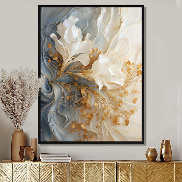 White and gold champagne flow V - Food &amp; Beverage Canvas Wall Art