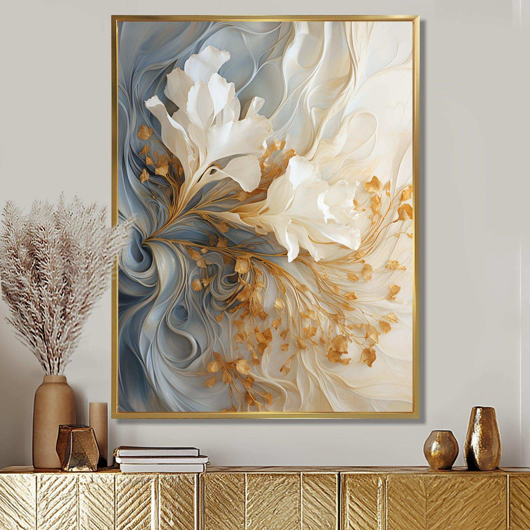White and gold champagne flow V - Food &amp; Beverage Canvas Wall Art