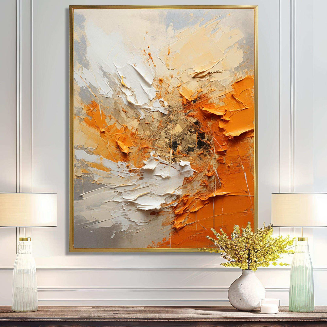Orange and beige Echoes of modern shapes I - Abstract Canvas Wall Art