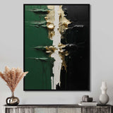 Golden green and black ink merge II - Abstract Canvas Wall Art