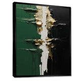 Golden green and black ink merge II - Abstract Canvas Wall Art