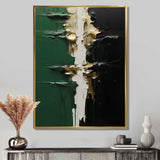 Golden green and black ink merge II - Abstract Canvas Wall Art