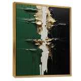 Golden green and black ink merge II - Abstract Canvas Wall Art