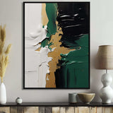 Golden green and black ink merge III - Abstract Canvas Wall Art