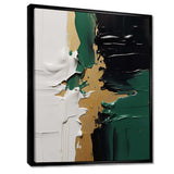 Golden green and black ink merge III - Abstract Canvas Wall Art