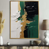 Golden green and black ink merge III - Abstract Canvas Wall Art