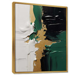 Golden green and black ink merge III - Abstract Canvas Wall Art