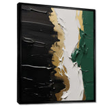 Golden green and black ink merge IV - Abstract Canvas Wall Art