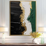 Golden green and black ink merge IV - Abstract Canvas Wall Art