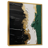 Golden green and black ink merge IV - Abstract Canvas Wall Art