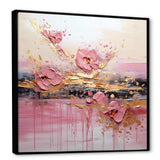 Gold and Pink Modern liquid Shapes II - Abstract Canvas Wall Art