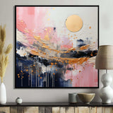 Gold and Pink Modern liquid Shapes III - Abstract Canvas Wall Art