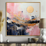 Gold and Pink Modern liquid Shapes III - Abstract Canvas Wall Art