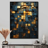 Grunge Gold Cubes Abstract Geometric V - Abstract Canvas Wall Art