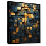 Grunge Gold Cubes Abstract Geometric V - Abstract Canvas Wall Art