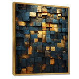 Grunge Gold Cubes Abstract Geometric V - Abstract Canvas Wall Art