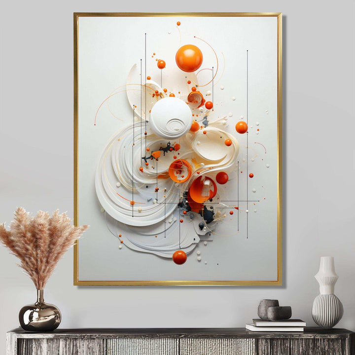 Orange and white Spiraling Symmetry I - Abstract Canvas Wall Art