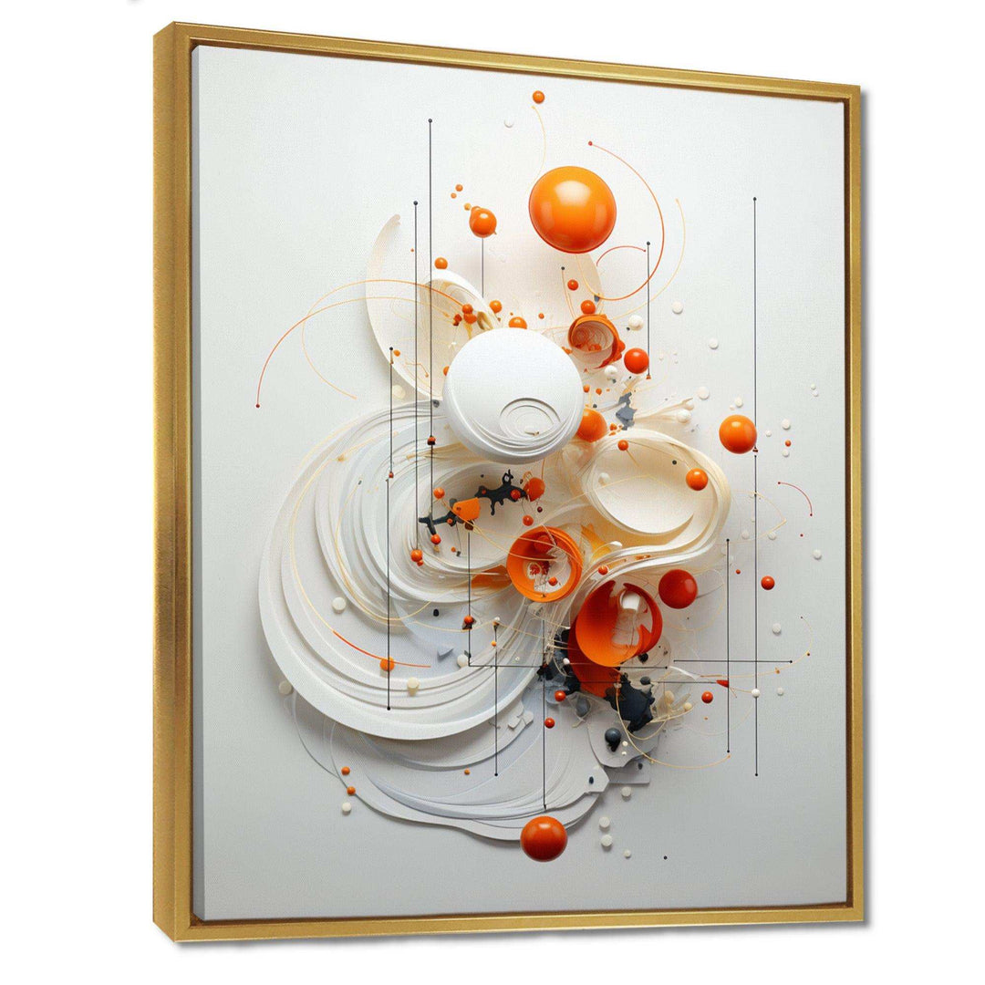 Orange and white Spiraling Symmetry I - Abstract Canvas Wall Art