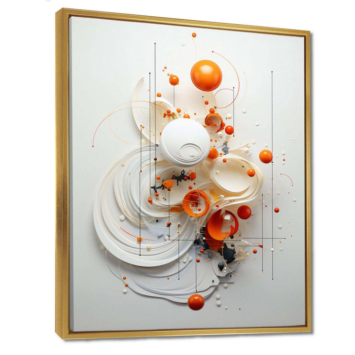 Orange and white Spiraling Symmetry I - Abstract Canvas Wall Art
