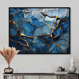 Gold and Blue Marble Mosaic Agate III - Abstract Canvas Wall Art