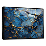 Gold and Blue Marble Mosaic Agate III - Abstract Canvas Wall Art