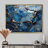 Gold and Blue Marble Mosaic Agate III - Abstract Canvas Wall Art