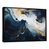 Gold and blue Abstract marble paint IV - Abstract Canvas Wall Art